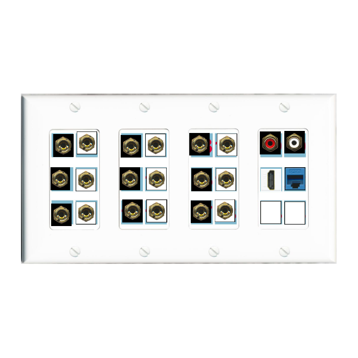 Custom Wall Plate White with up to 24 Keystone Ports