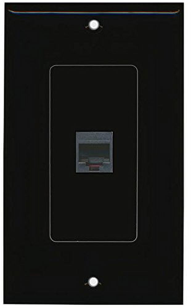 RiteAV Rj11/12 Phone Black Wall Plate 1 Gang Decorative Black