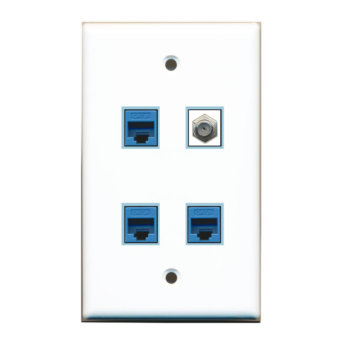 4 Port Custom Keystone Wall Plate Solid White