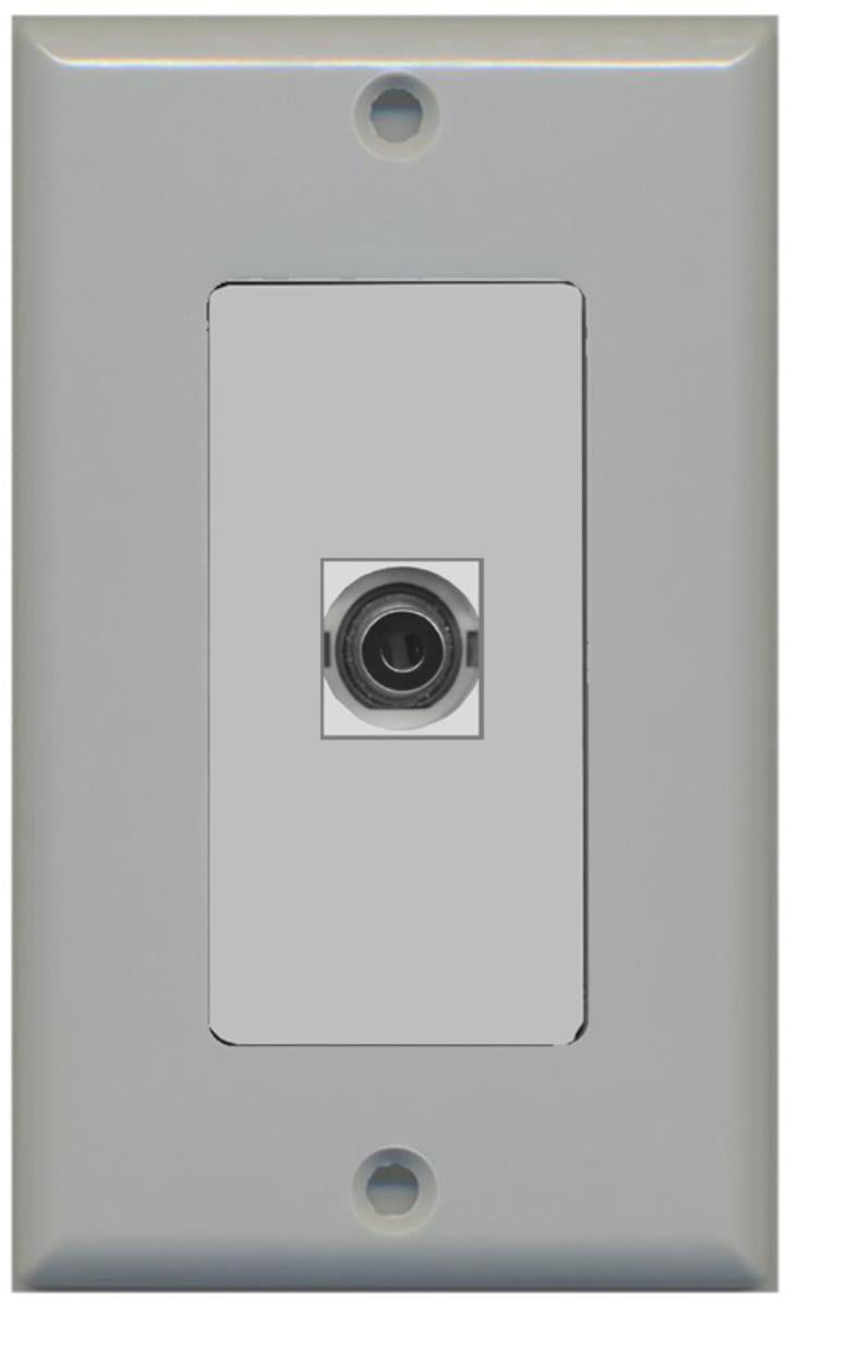 RiteAV - 1 3.5mm Audio-Headphone Jack Port Wall Plate Decorative - Gray
