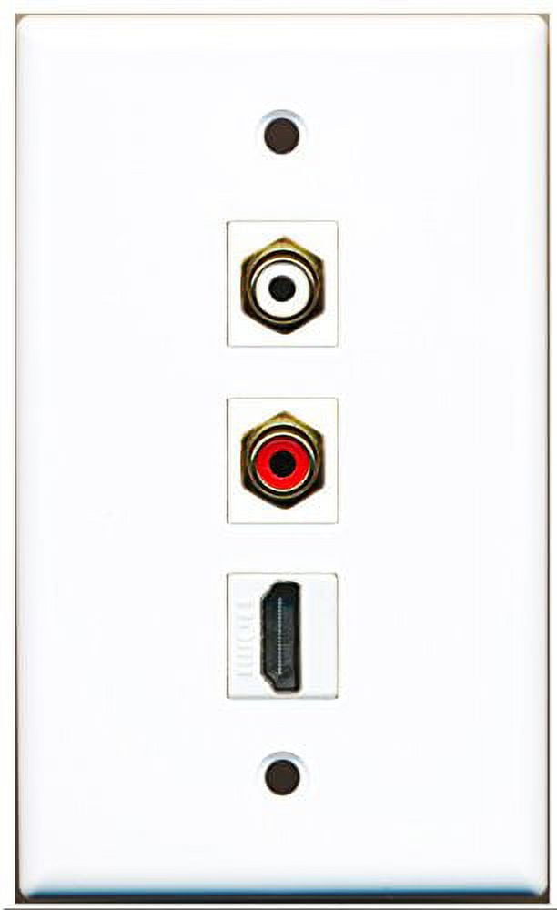 RiteAV - 1 Port HDMI and 1 Port RCA Red and 1 Port RCA White Wall Plate