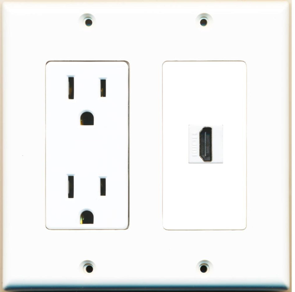 RiteAV HDMI Wall Plate 1 Port - Outlet [White/White]