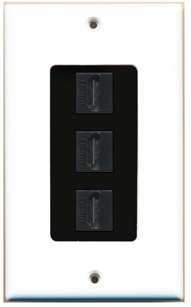 RiteAV - 3 Port HDMI 2.0 Decorative Wall Plate (White & Black)
