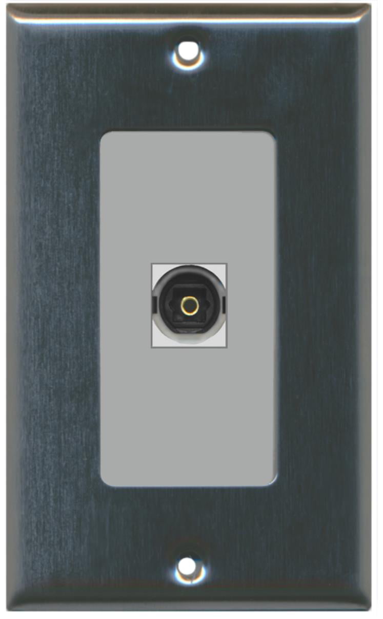 RiteAV - 1 Toslink Digital Audio Port Wall Plate Decorative - Stainless Steel/Gray - Bracket Included