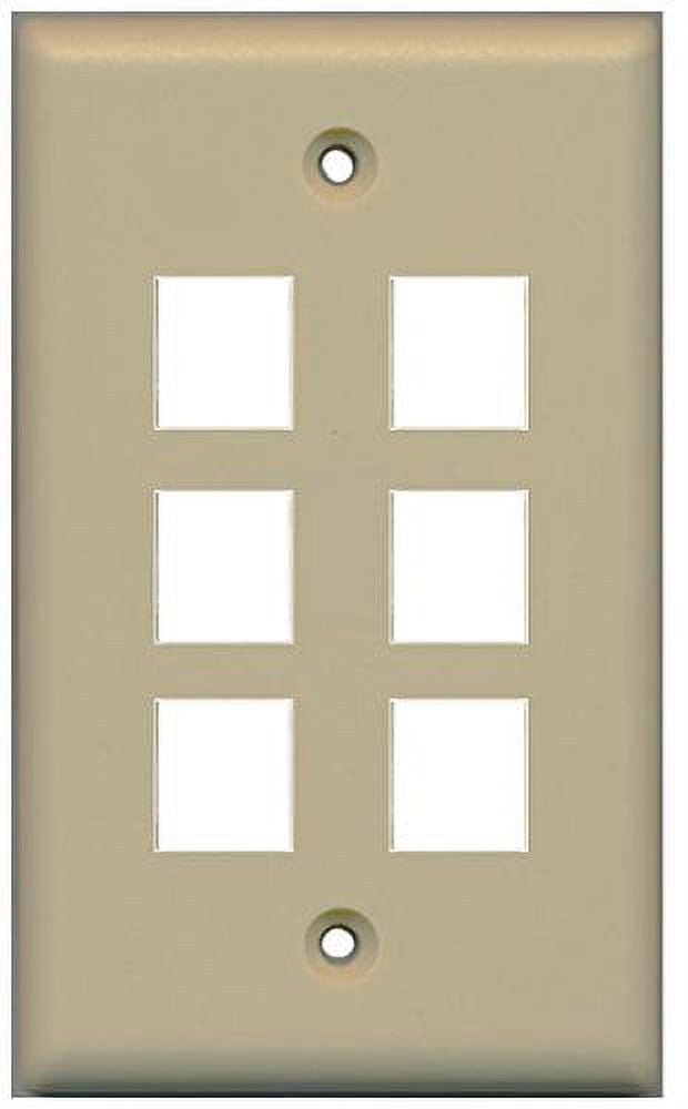 RiteAV Blank Wall Plate for Keystone Jacks - Ivory 1 Gang 6 Port