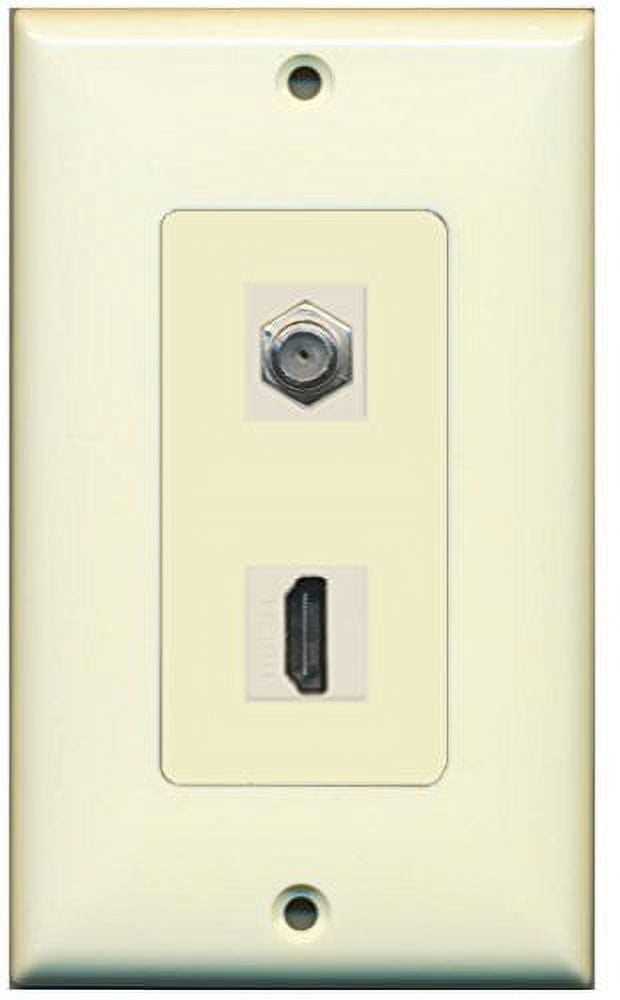 RiteAV - 1 x Cable TV Coax and 1 x HDMI Port Wall Plate Decorative Type - Light Almond
