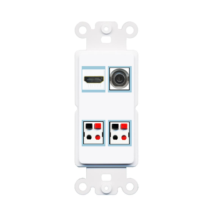 4 Port Custom Keystone Wall Plate DecorZ Rocker White