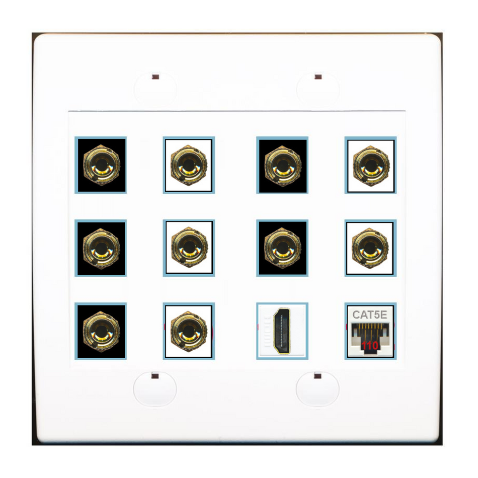 Custom Wall Plate White with up to 12 Keystone Ports