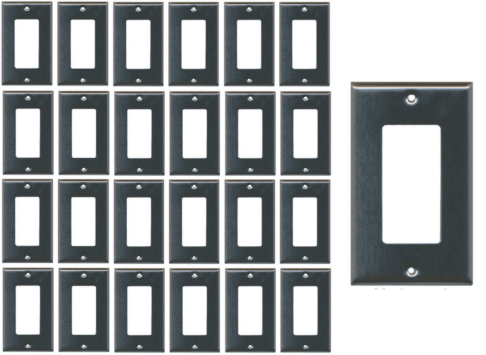 RiteAV Blank Wall Plate for Keystone Jacks - Stainless Steel 1 Gang Decorative (25 Pack)