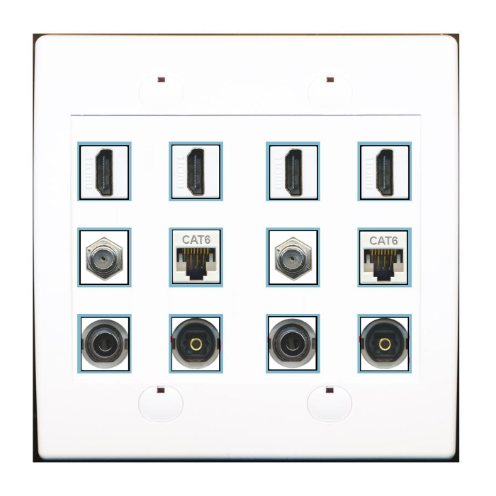Custom Wall Plate White with up to 12 Keystone Ports