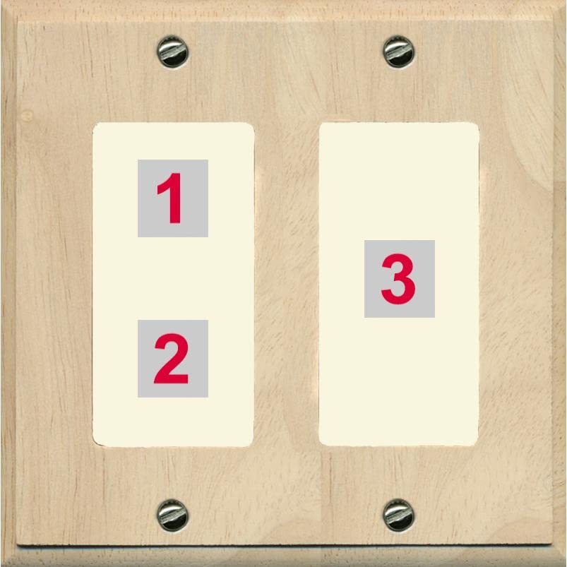 RiteAV Custom Wall Plate 3 Port - 2 Gang [Wood/Light-Almond]