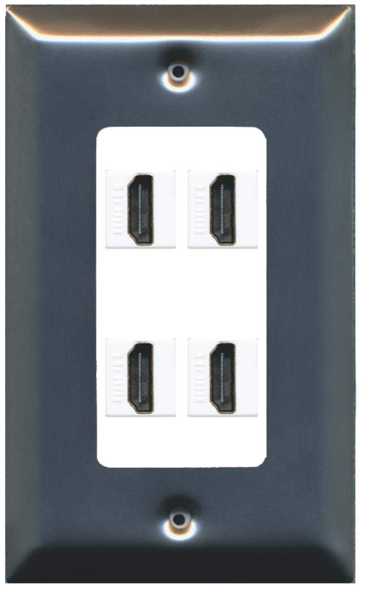 RiteAV - 4 Port HDMI 2.0 Decorative Wall Plate - Brushed Nickel/White