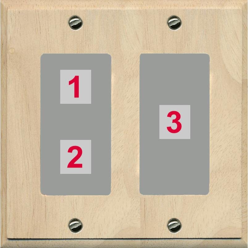 RiteAV Custom Wall Plate 3 Port - 2 Gang [Wood/Gray]