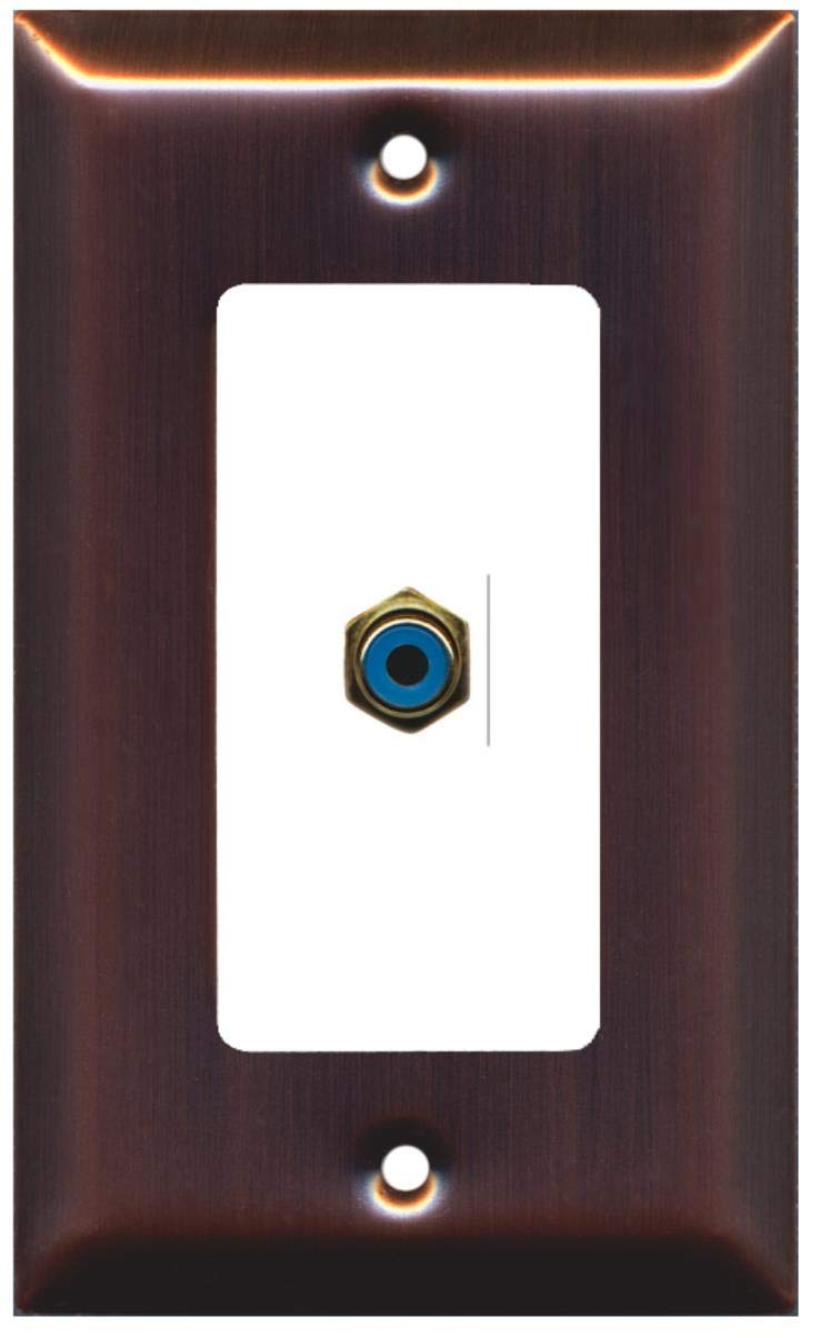 RiteAV - 1 RCA Blue for Subwoofer Audio Port Wall Plate Decorative - Copper/White