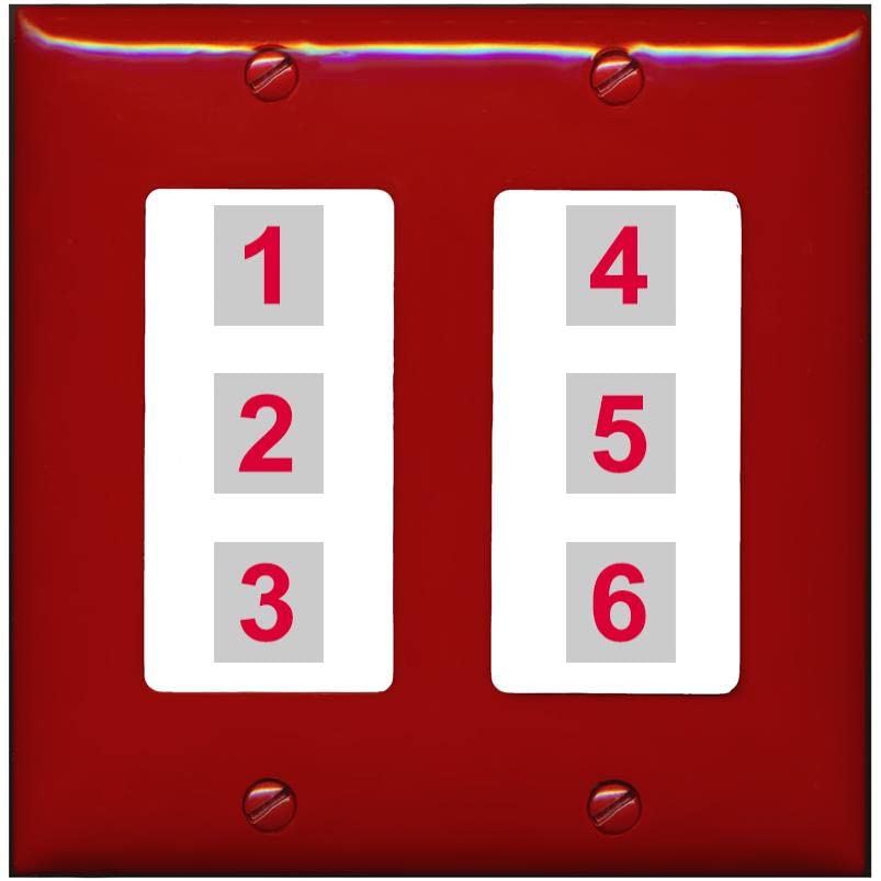 RiteAV 6 Port Custom Wall Plate - 2 Gang [Red/White]