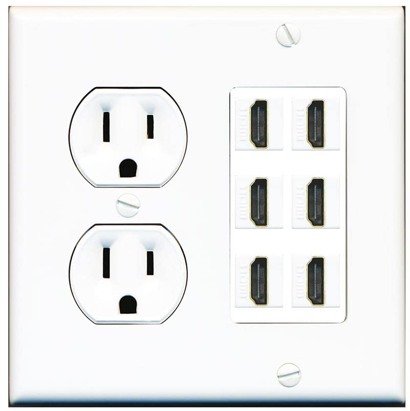 RiteAV HDMI Wall Plate 6 Port - Round Outlet [White/White]