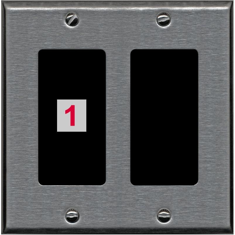 RiteAV Custom Wall Plate 1 Port - 2 Gang [Stainless/Black]