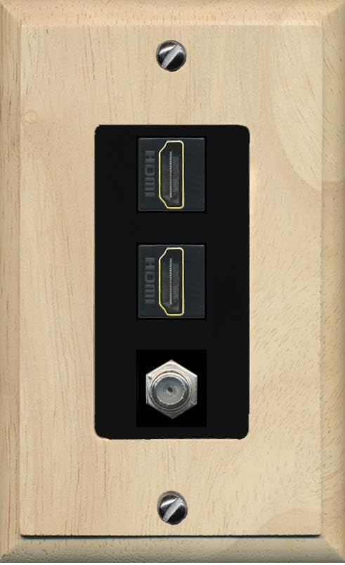 Coax 2 HDMI Wall Plate-1 Gang Wood/Black