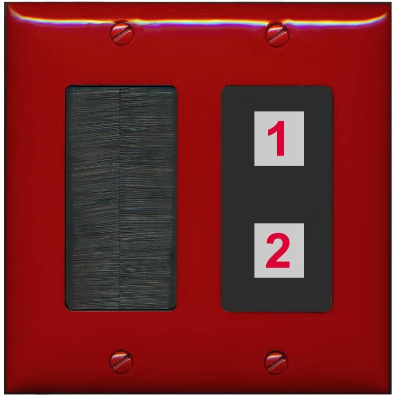 RiteAV Custom Wall Plate 2 Port - Brush [Red/Black]