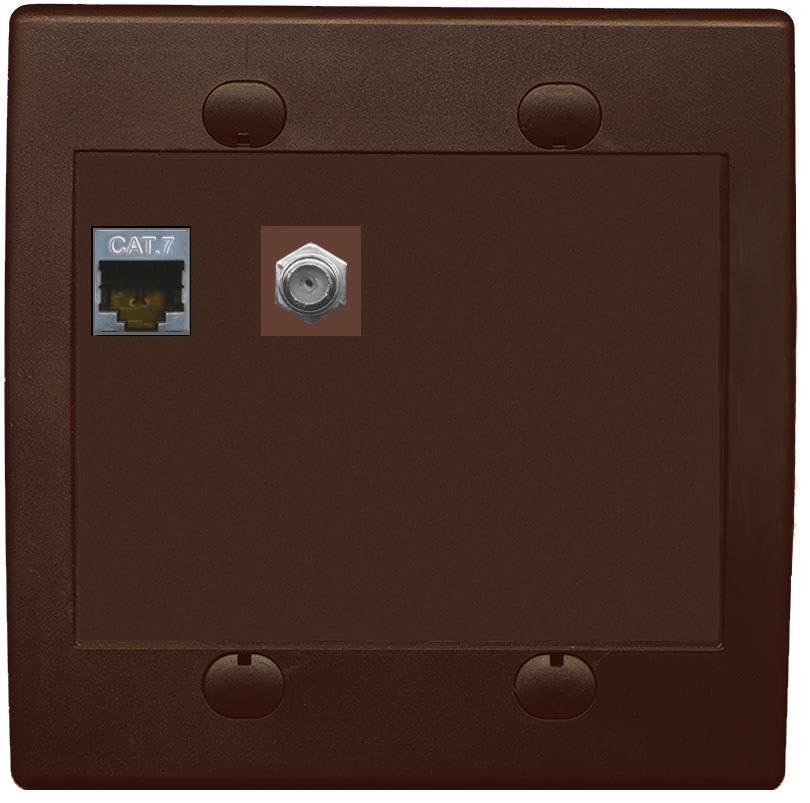 RiteAV Coax and Cat7 Wall Plate - Flat 2 Gang [Brown/Brown]