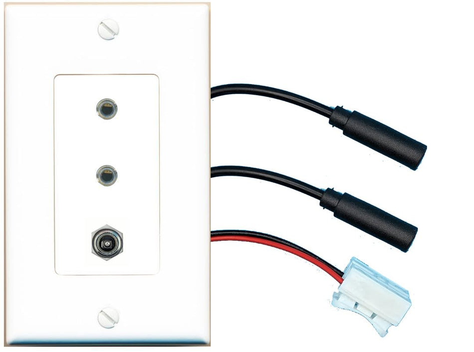 RiteAV DC-POWER 2 3.5mm Wall Plate with Pigtail Dongle Extension White