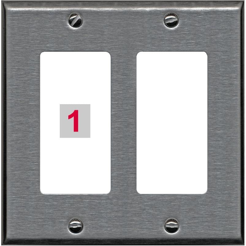 RiteAV Custom Wall Plate 1 Port - 2 Gang [Stainless/White]