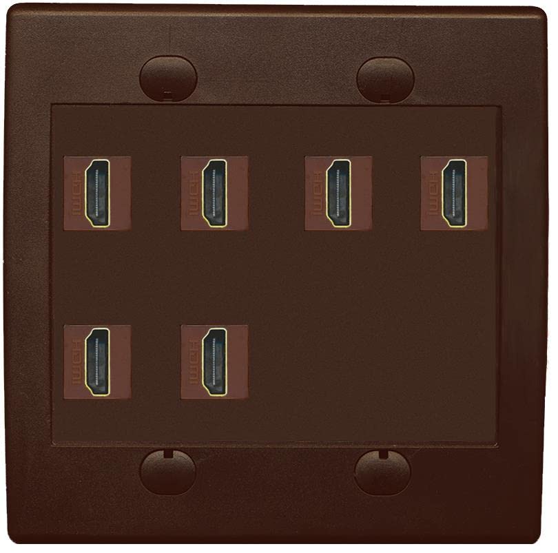 RiteAV HDMI Wall Plate 6 Port - Flat 2 Gang [Brown/Brown]