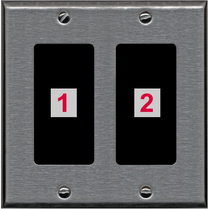 RiteAV Custom Wall Plate 2 Port - 2 Gang [Stainless/Black]