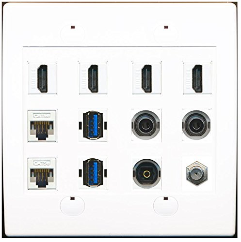 RiteAV 4 Port HDMI 2 x Ethernet - USB 3-3.5mm 1 x Toslink and Coax Wall Plate