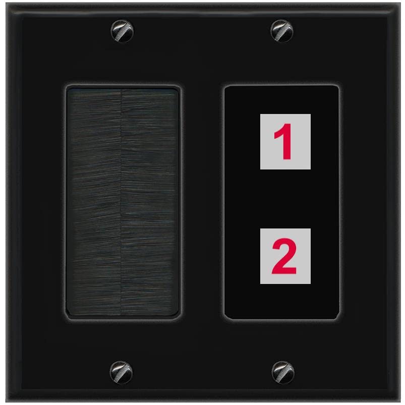 RiteAV Custom Wall Plate 2 Port - Brush [Black/Black]