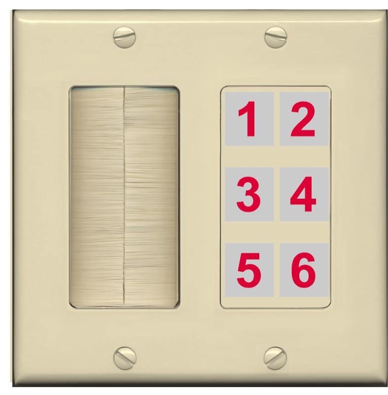 RiteAV 6 Port Custom Wall Plate - Brush [Ivory/Ivory]