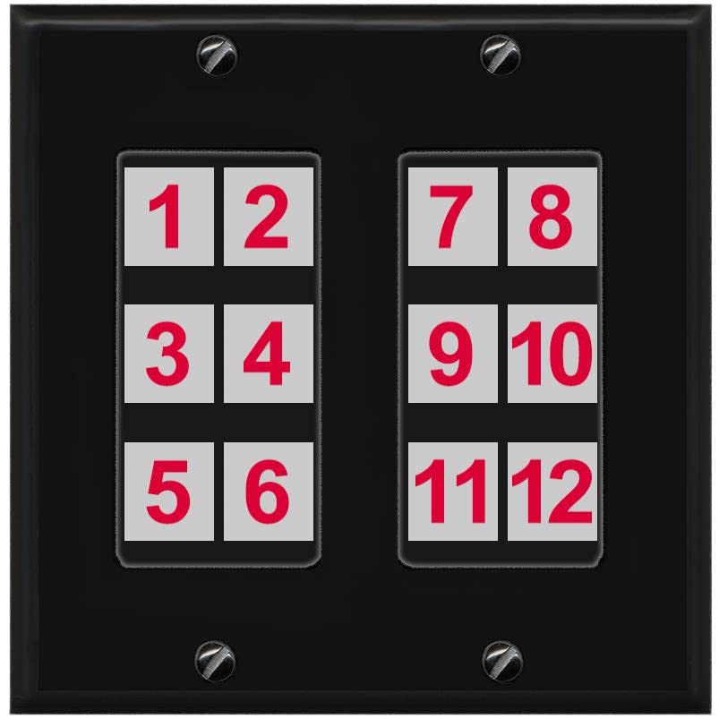 RiteAV - Custom Wall Plate 12 Port - 2 Gang [Black/Black]