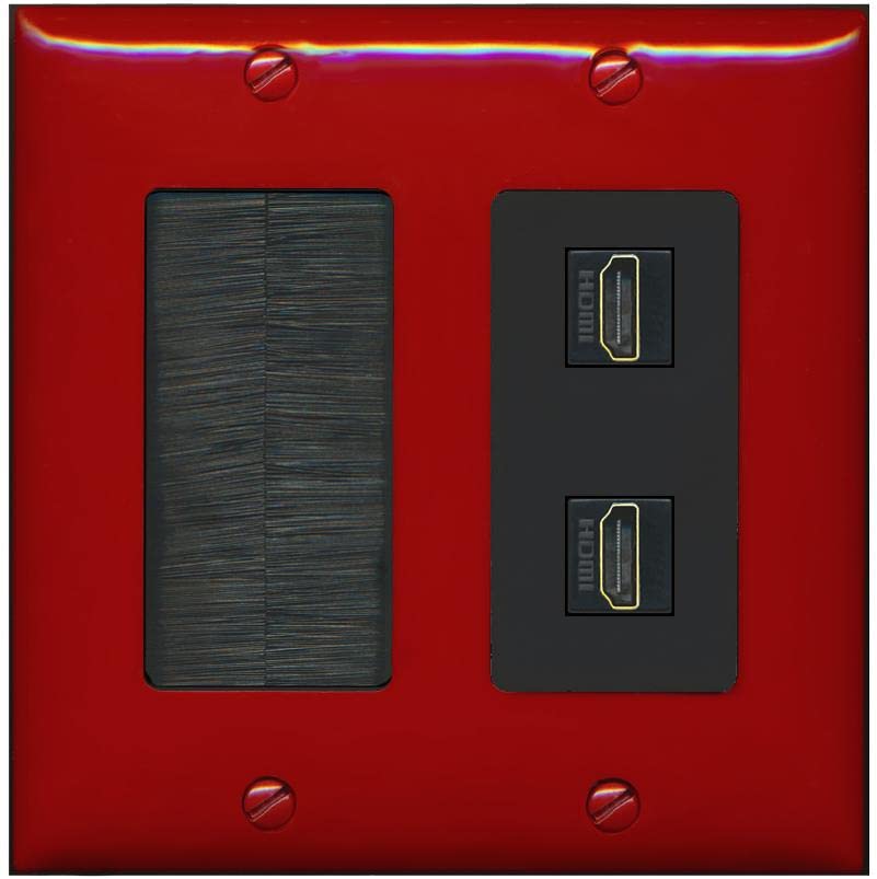 RiteAV HDMI Wall Plate 2 Port - Brush [Red/Black]