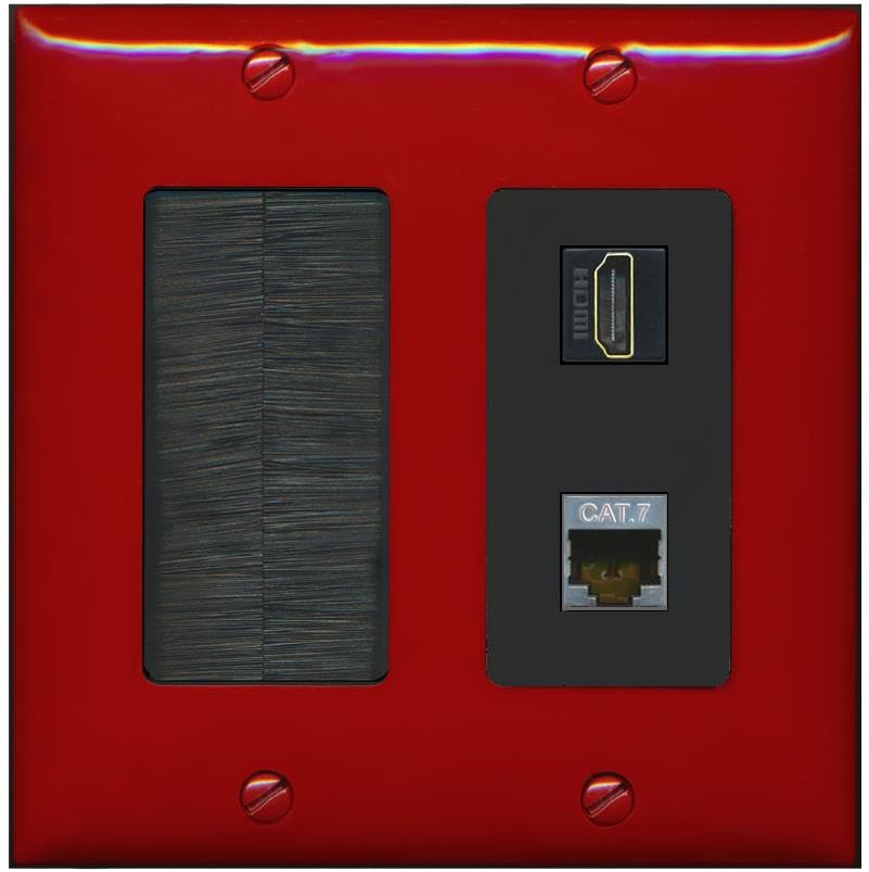 RiteAV HDMI and Cat7 Wall Plate - Brush [Red/Black]