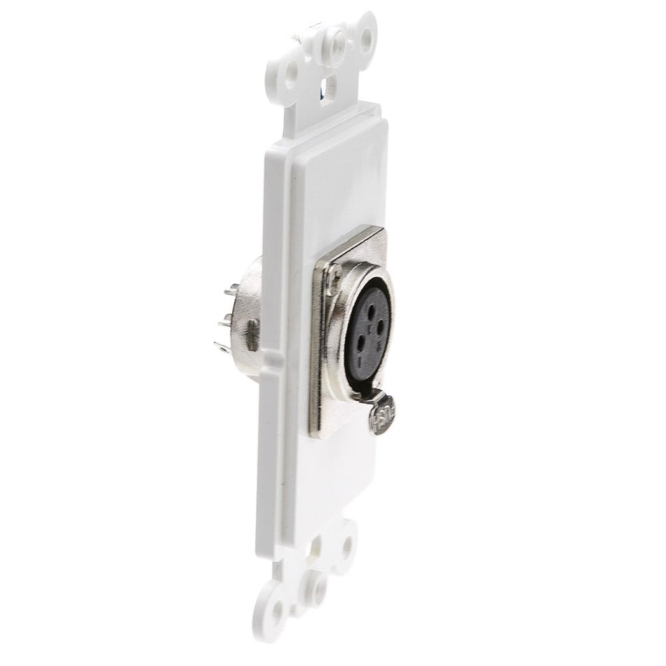 Decora Wall Plate Insert, White, XLR Female to Solder Type