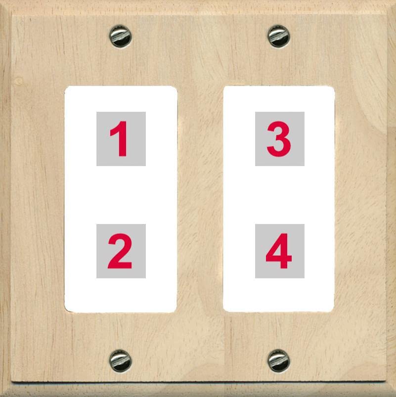 RiteAV Custom 4 Port Custom Wall Plate - 2 Gang [Wood/White]