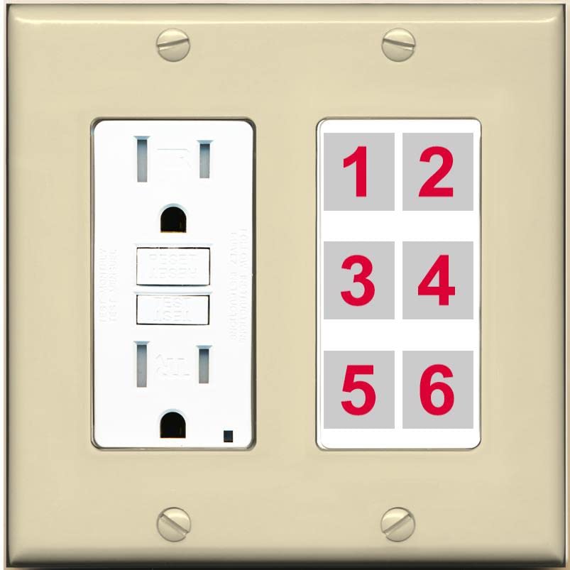 RiteAV 6 Port Custom Wall Plate - GFCI [Ivory/White]