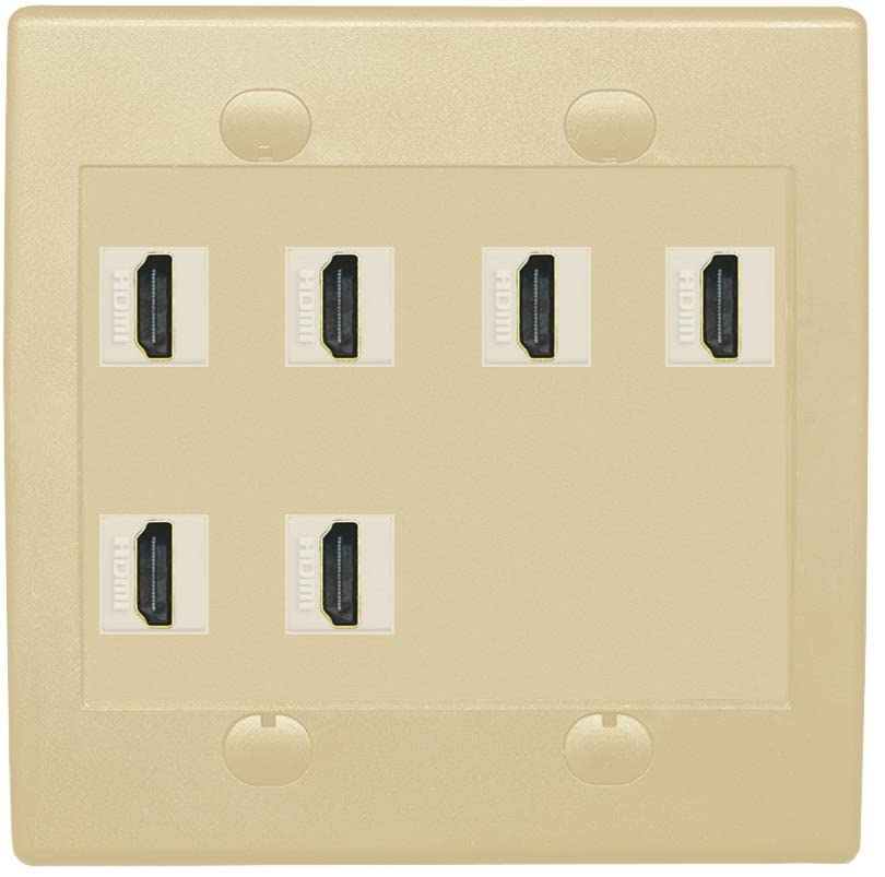 RiteAV HDMI Wall Plate 6 Port - Flat 2 Gang [Ivory/Ivory]