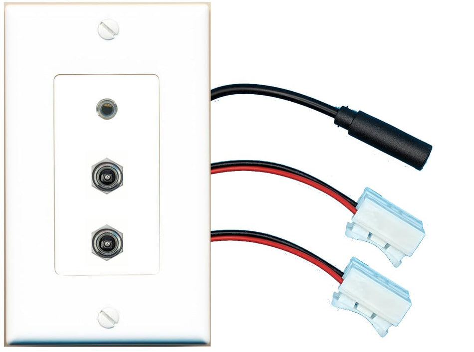 RiteAV 2 DC-POWER 3.5mm Wall Plate with Pigtail Dongle Extension White