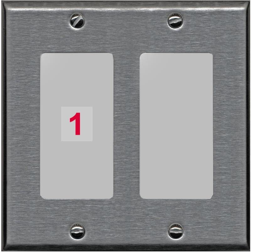 RiteAV Custom Wall Plate 1 Port - 2 Gang [Stainless/Gray]