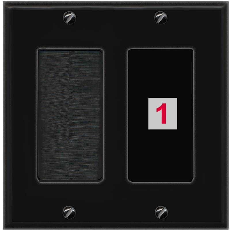 RiteAV Custom Wall Plate 1 Port - Brush [Black/Black]