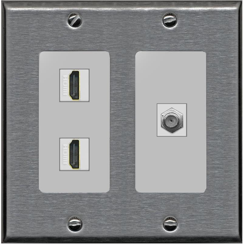 COAX 2 HDMI Wall Plate-2 Gang Stainless/Gray