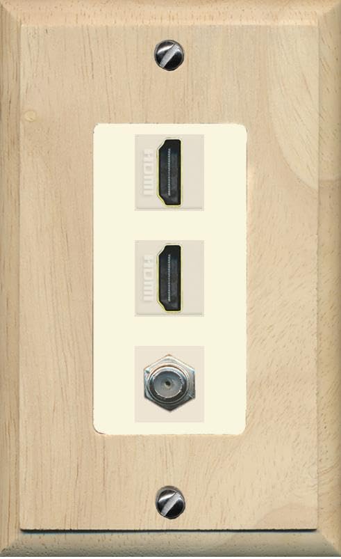 Coax 2 HDMI Wall Plate-1 Gang Wood/Light-Almond