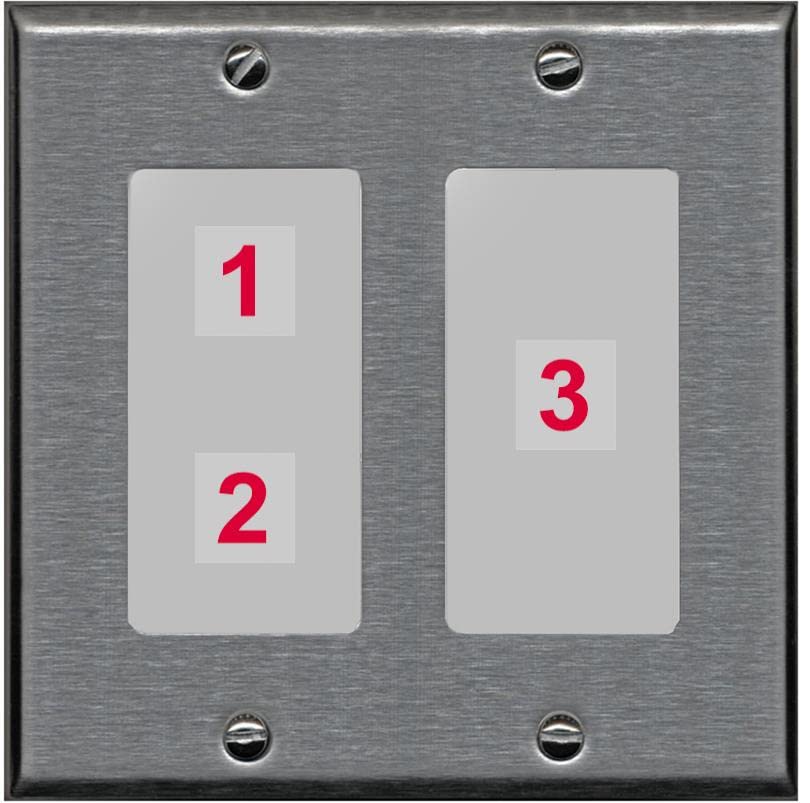 RiteAV Custom Wall Plate 3 Port - 2 Gang [Stainless/Gray]