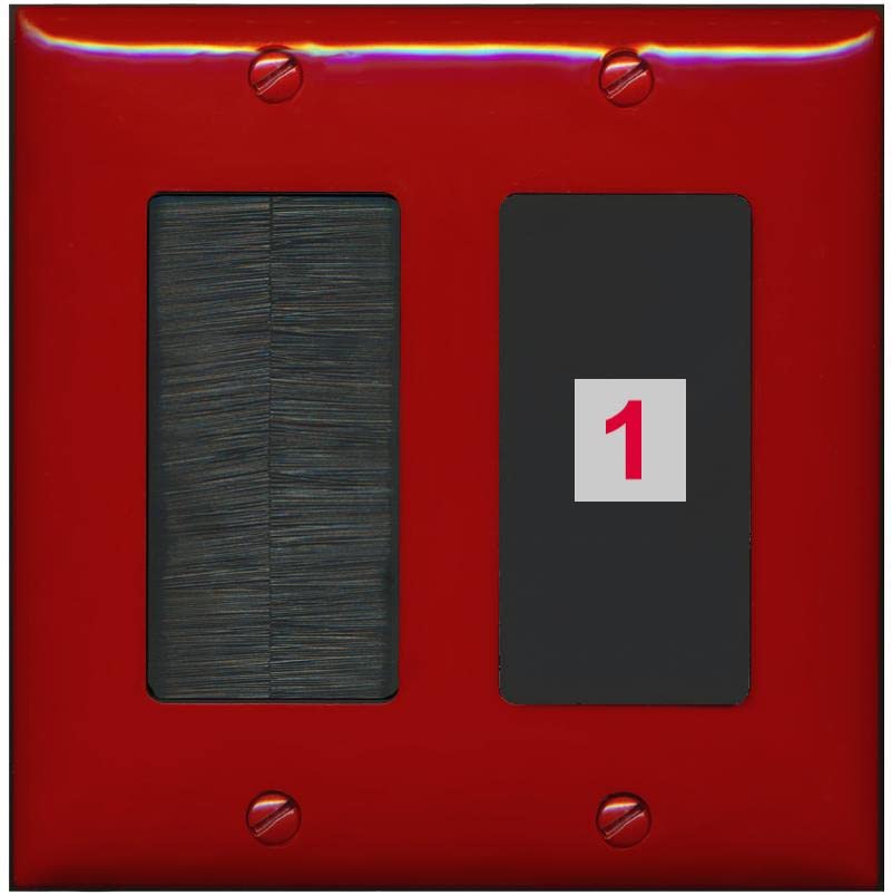 RiteAV Custom Wall Plate 1 Port - Brush [Red/Black]