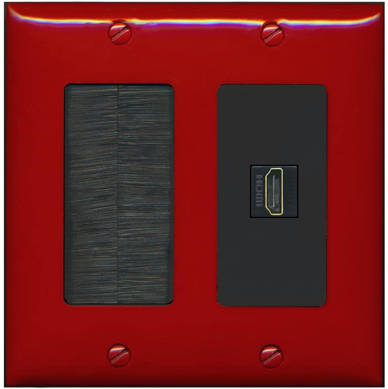 RiteAV HDMI Wall Plate 1 Port - Brush [Red/Black]