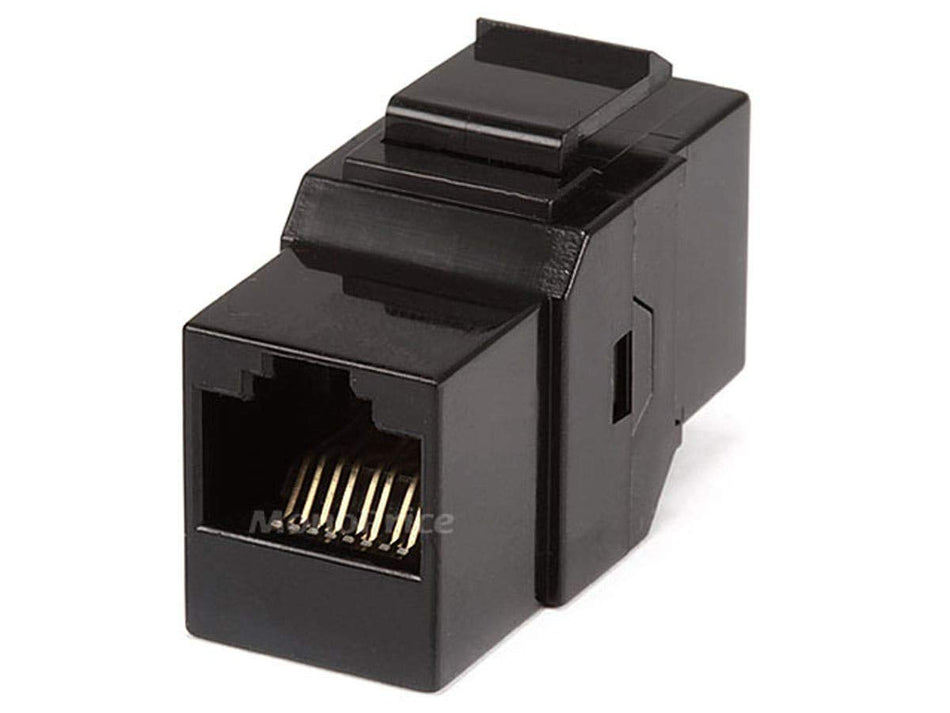 Cat6 RJ45 Feedthrough Keystone Jack - Inline Coupler Type, Fits Standard Keystone Wall Plates and Panels, Black