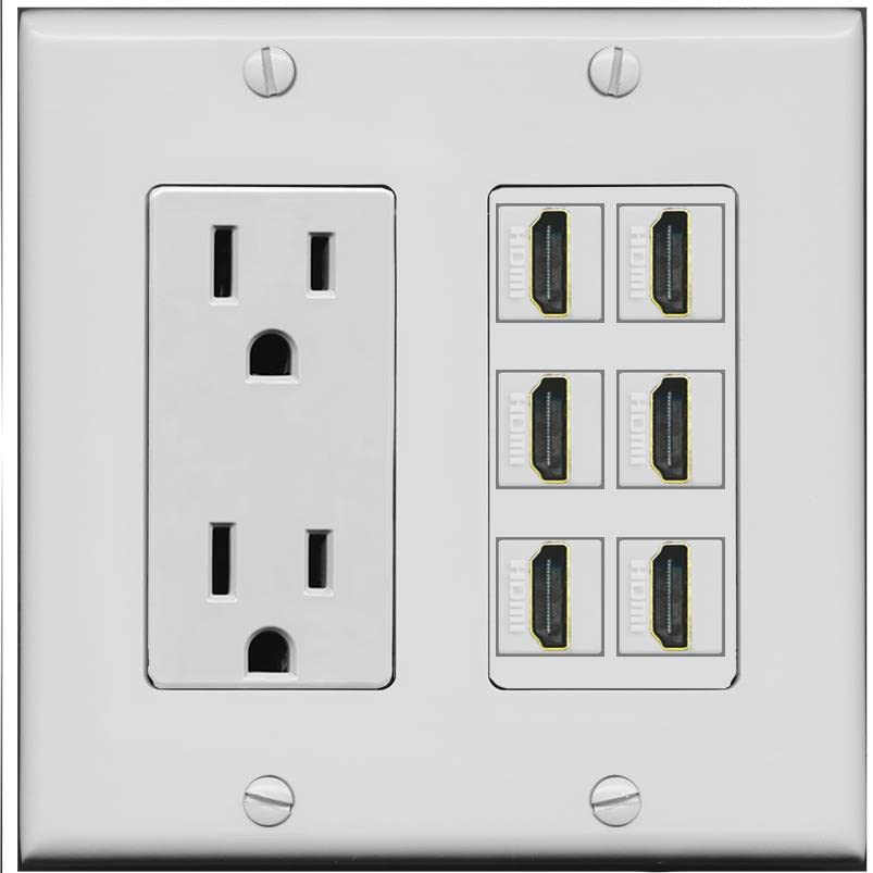 RiteAV HDMI Wall Plate 6 Port - Outlet [Gray/Gray]