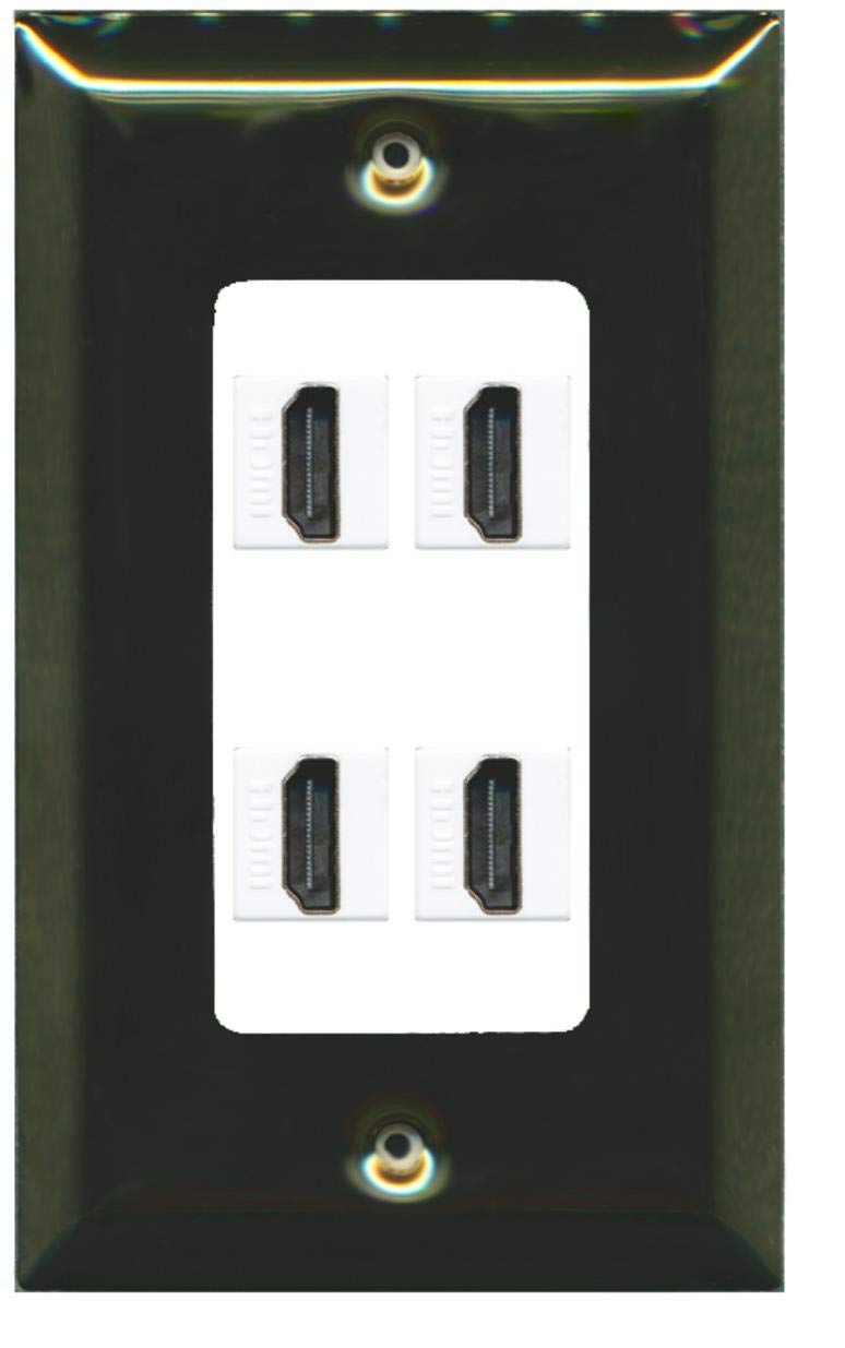 RiteAV - 4 Port HDMI 2.0 Decorative Wall Plate - Brass/White