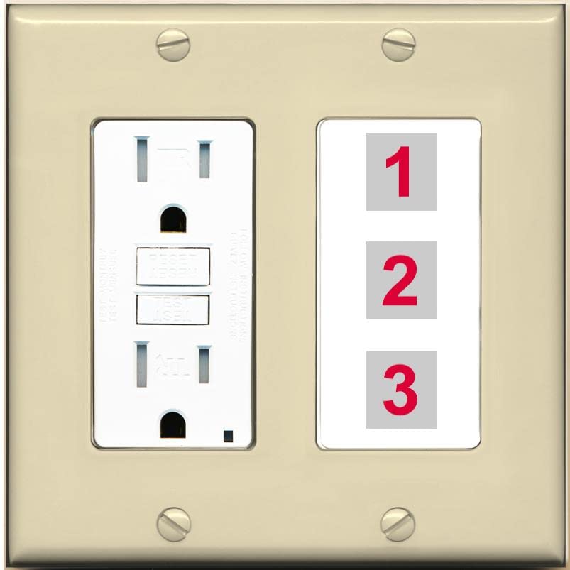 RiteAV Custom Wall Plate 3 Port - GFCI [Ivory/White]